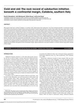 The Rock Record of Subduction Initiation Beneath a Continental Margin, Calabria, Southern Italy