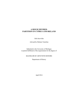 A House Divided: Partition in Cyprus and Ireland