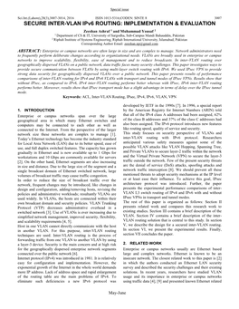 SECURE INTER-VLAN Ipv6 ROUTING: IMPLEMENTATION & EVALUATION