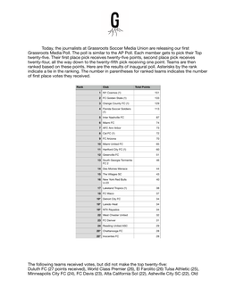 First Rankings Press Release