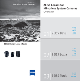 ZEISS Lenses for Mirrorless System Cameras Overview