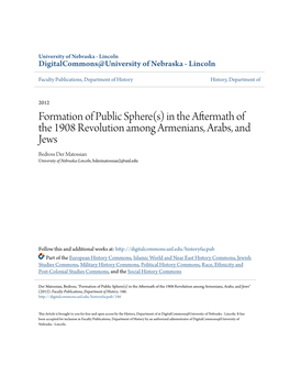 Formation of Public Sphere(S) in the Aftermath of the 1908 Revolution
