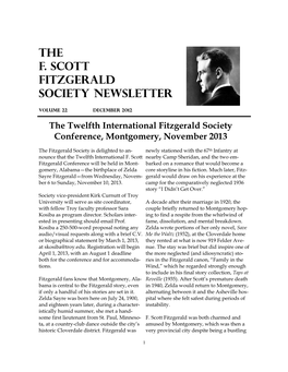 The F. Scott Fitzgerald Society Newsletter