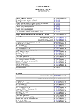 Plan De Classement Fonds Tournier