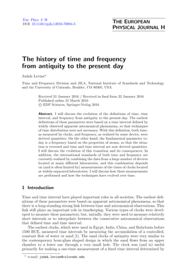 The History of Time and Frequency from Antiquity to the Present Day