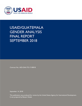 2018 USAID Guatemala Gender Analysis Report