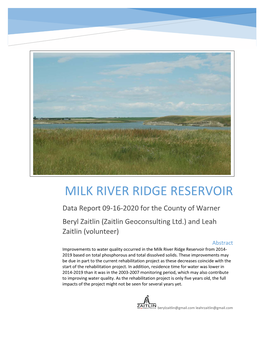 Milk River Ridge Reservoir