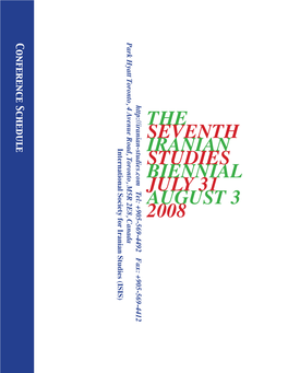 The Seventh Iranian Studies Biennial July 31 August 3 2008