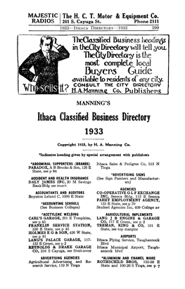 Ithaca Classified Business Directory 1933