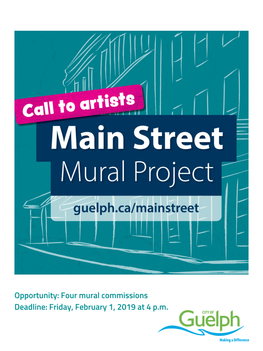 Four Mural Commissions Deadline: Friday, February 1, 2019 at 4 P.M
