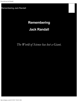 Remembering Jack Randall