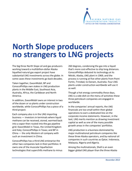 North Slope Producers No Strangers to LNG Projects