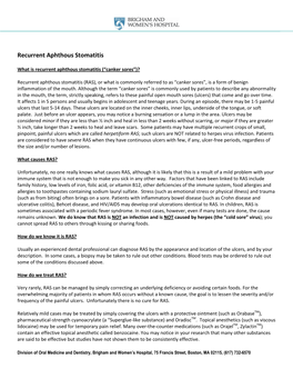 Recurrent Aphthous Stomatitis