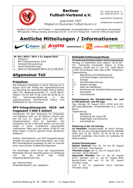 Amtliche Mitteilungen / Informationen