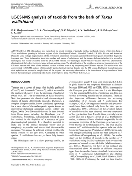 LC-ESI-MS Analysis of Taxoids from the Bark of Taxus Wallichiana†