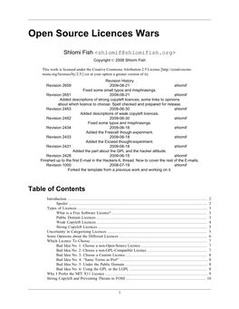 Open Source Licences Wars