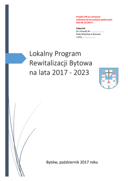 Lokalny Program Rewitalizacji Bytowa Na Lata 2017 - 2023