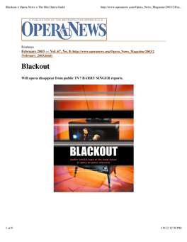 Blackout > Opera News > the Met Opera Guild