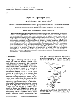 Japan Sea: a Pull-Apart Basin?