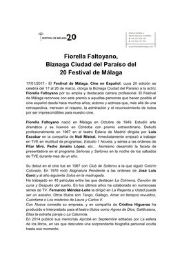 Fiorella Faltoyano, Biznaga Ciudad Del Paraíso Del 20 Festival De Málaga