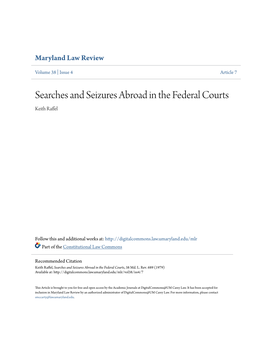 Searches and Seizures Abroad in the Federal Courts Keith Raffel