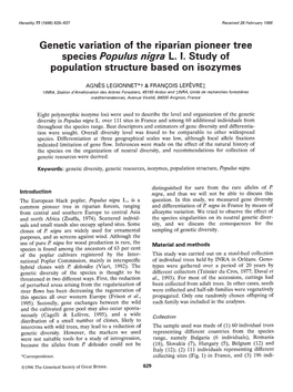 Genetic Variation of the Riparian Pioneer Tree Population Structure