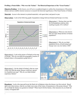 Profiling a Potato Killer: Who Were the Victims? the Historical Importance of the “Great Famine.”