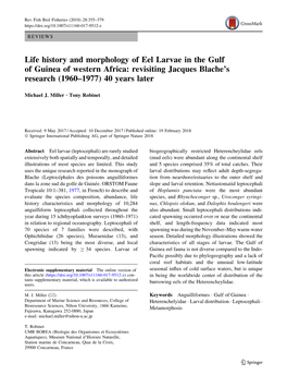 Miller and Robinet 2018 Life History and Morphology of Eel Larvae In