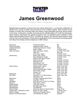 James Greenwood Producer / Mixer / Songwriter