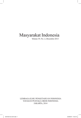 Masyarakat Indonesia Volume 39, No
