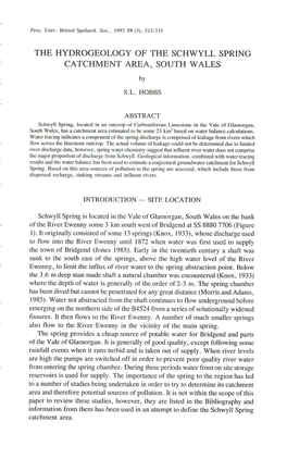 The Hydrogeology of the Schwyll Spring Catchment Area, South Wales