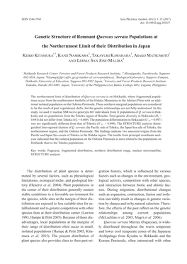 Genetic Structure of Remnant Quercus Serrata Populations at The