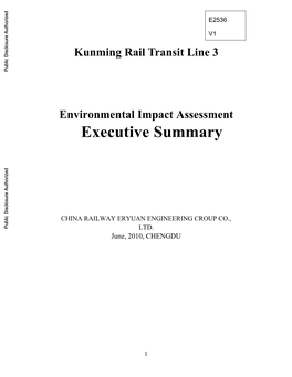 Kunming Rail Transit Line 3 Environmental Impact Assessment