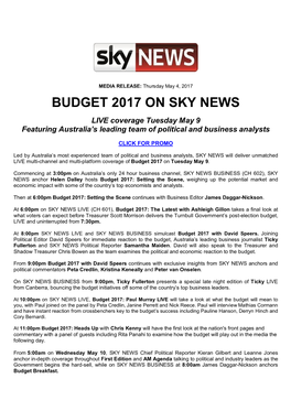 Budget 2017 on Sky News