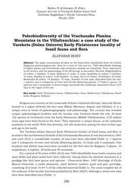 Paleobiodiversity of the Vrachanska Planina Mountains in The