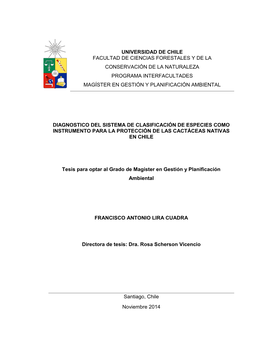 Diagnostico Del Sistema De Clasificación De Especies Como Instrumento Para La Protección De Las Cactáceas Nativas En Chile