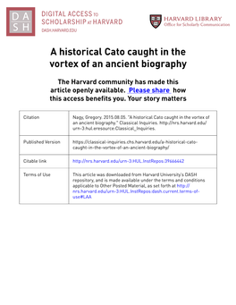 A Historical Cato Caught in the Vortex of an Ancient Biography