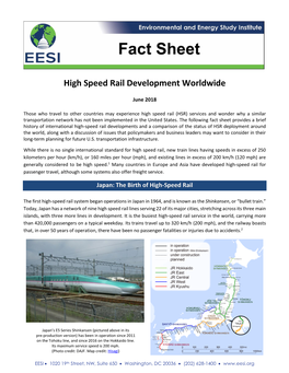 High Speed Rail Development Worldwide