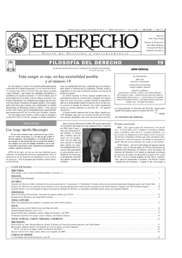 FILOSOFÍA DEL DERECHO 19 “La Doctrina Del Derecho Ha De Ser Tomada De Las Entrañas De La Filosofía” (CICERÓN, Las Leyes, 1, 5, 17) SERIE ESPECIAL