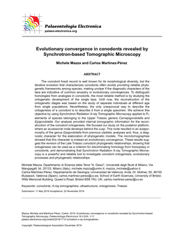 Evolutionary Convergence in Conodonts Revealed by Synchrotron-Based Tomographic Microscopy