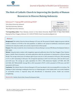 The Role of Catholic Church in Improving the Quality of Human Resources in Diocese Ruteng-Indonesia