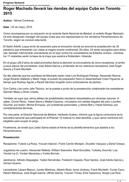 Roger Machado Llevará Las Riendas Del Equipo Cuba En Toronto 2015