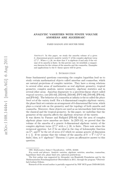 Analytic Varieties with Finite Volume Amoebas Are Algebraic