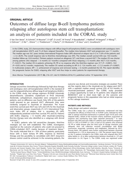 Outcomes of Diffuse Large B-Cell Lymphoma Patients Relapsing After Autologous Stem Cell Transplantation: an Analysis of Patients Included in the CORAL Study