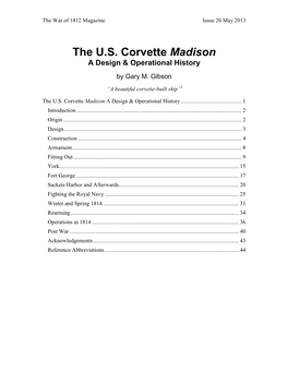 The U.S. Corvette Madison a Design & Operational History