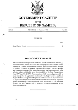 Government Gazette Republic of Namibia