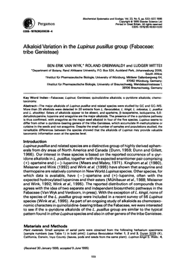 Alkaloid Variation in the Lupinus Pusillus Group (Fabaceae: Tribe Genisteae)