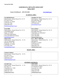 Geographic Senate Representatives List