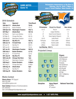 7-24-2010 Independence Vs. Sky Blue FC Game Notes