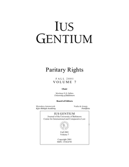 Ius Gentium Volume 7 Fall 2001
